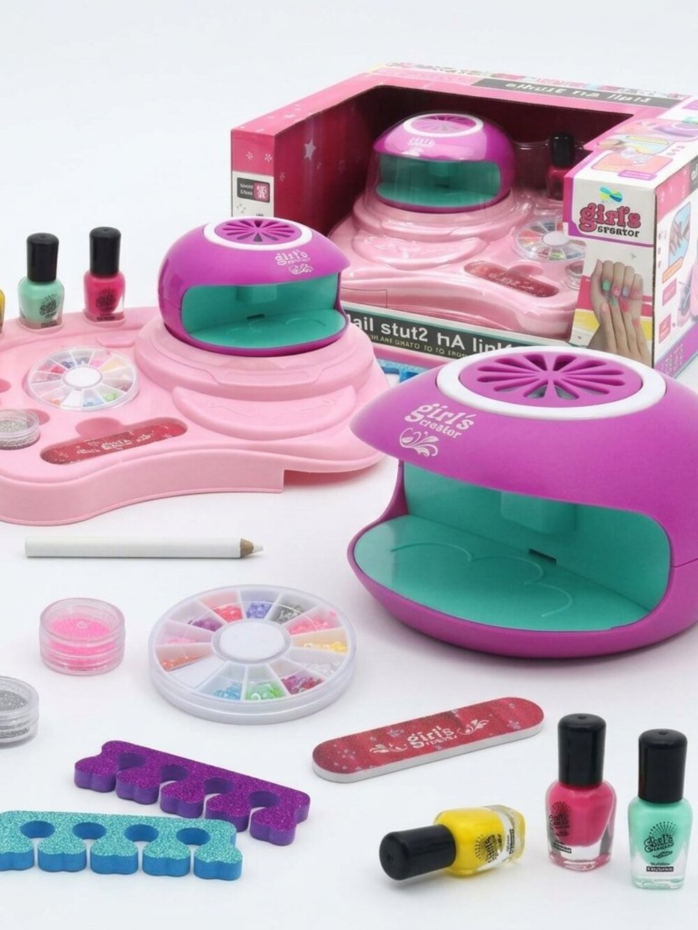 Kids Glamour Makeup Kit, Pretend Play Cosmetic Beauty Set with Nail Dryer - Picture 3 of 10
